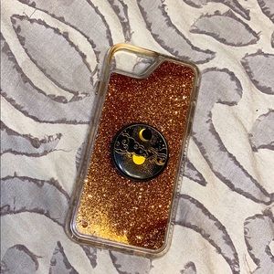 Gold glitter phone case with boho pop socket